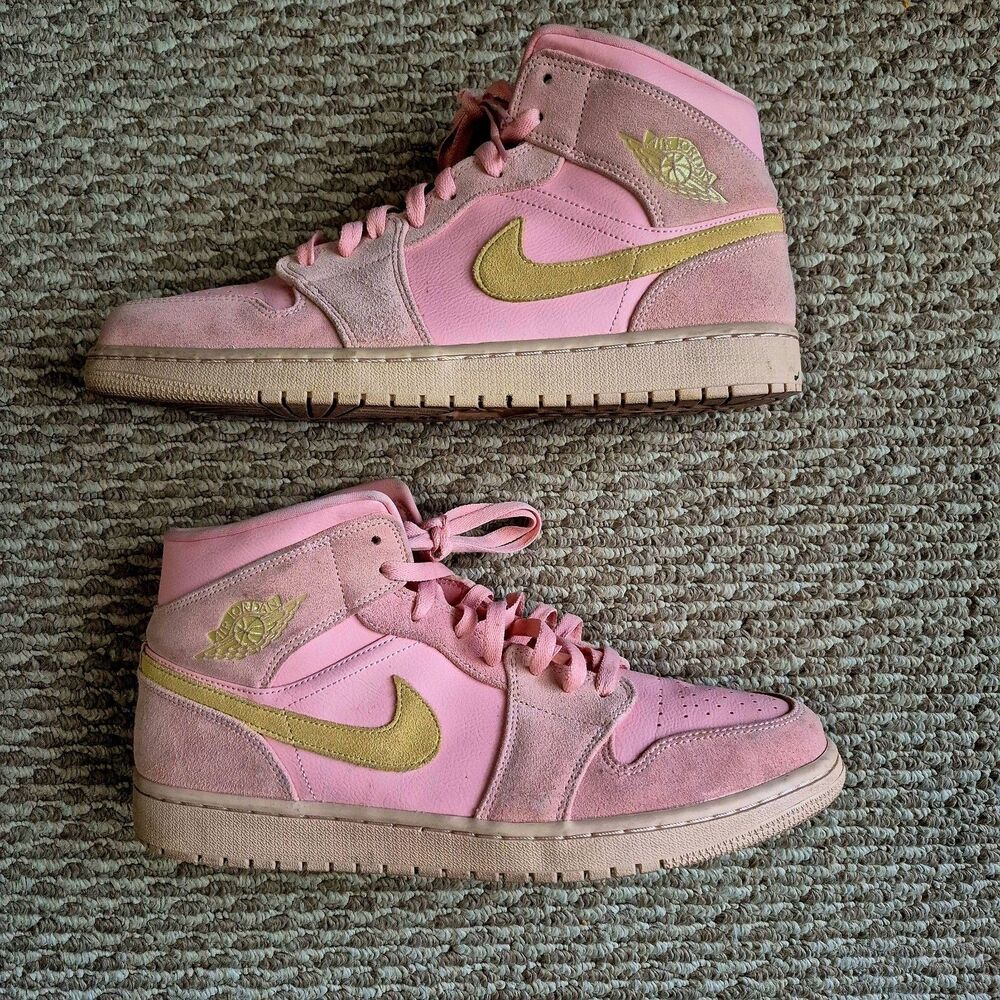 Nike Air Jordan 1 Mid 'Coral Gold' 852542-600 US Men’s Size 13 - Picture 2 of 7